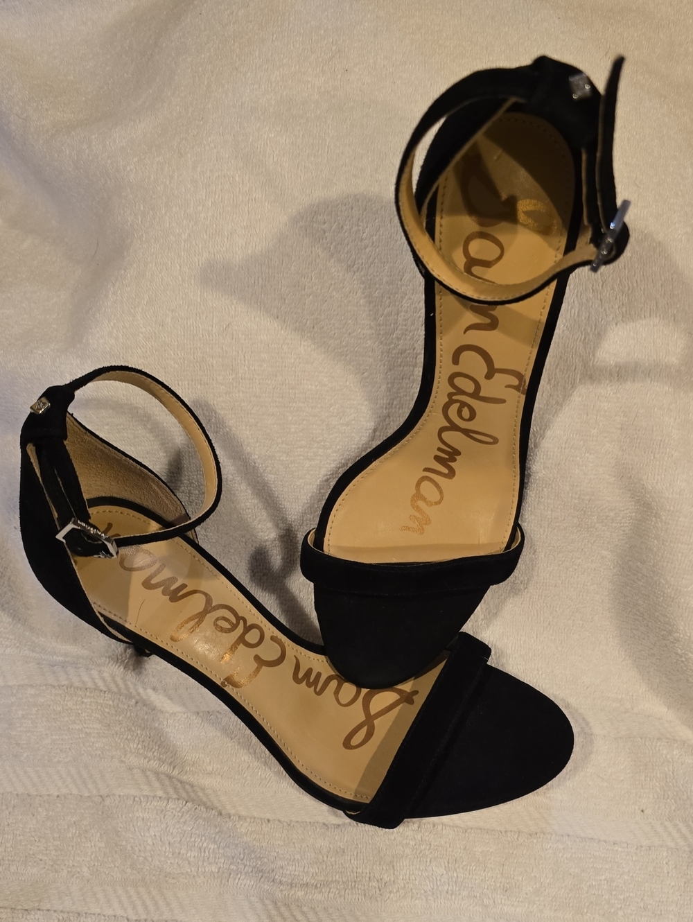Sam Edelman Yaro Black Suede Ankle Strap Block Heels S 7 EUC